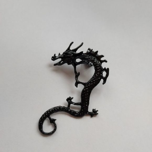 BLACK GOTHIC PUNK UNISEX DRAGON EAR CUFF CLIMBER - Picture 6 of 8